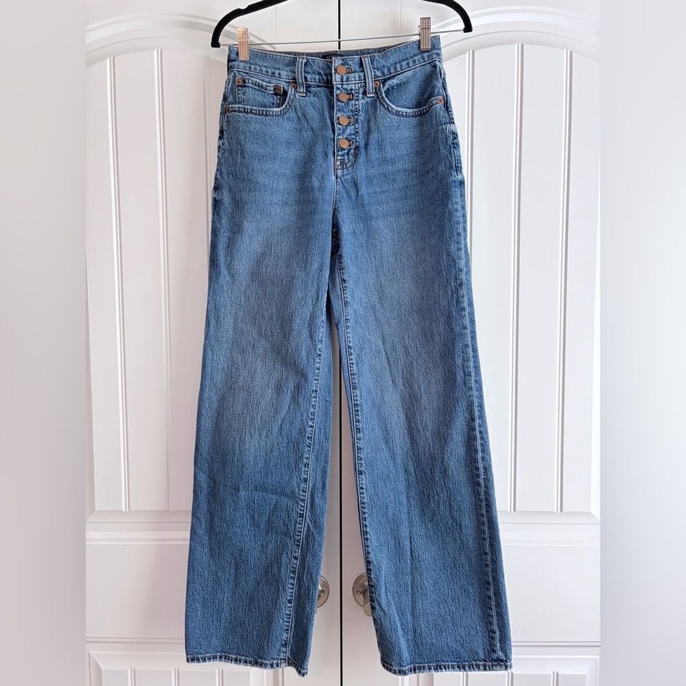 J. Crew Medium Blue High-Rise Wide-Leg Jeans